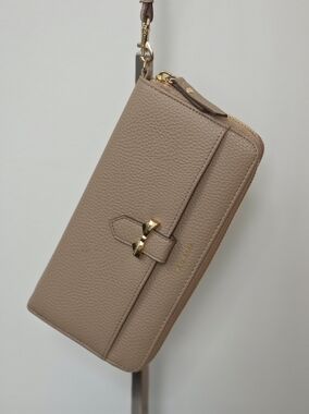 Anne Klein Taupe Leather Wristlet Wallet